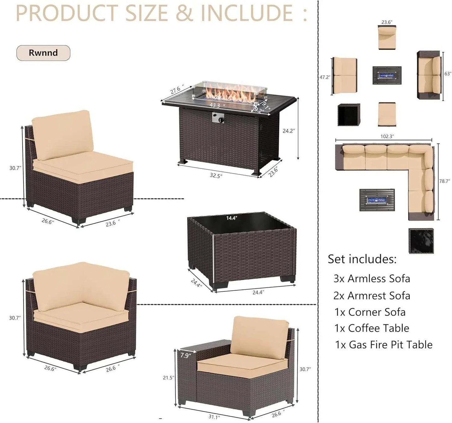7-Piece Patio Sofa Set | Wicker Sectional with Glass Table 🌞Upgrade your outdoor living space with this beautiful 7-Piece Patio Sofa Set. Featuring a comfortable wicker sectional and a stylish glass table, this set is perfectShop All I WantShop All I Want7-Piece Patio Sofa Set