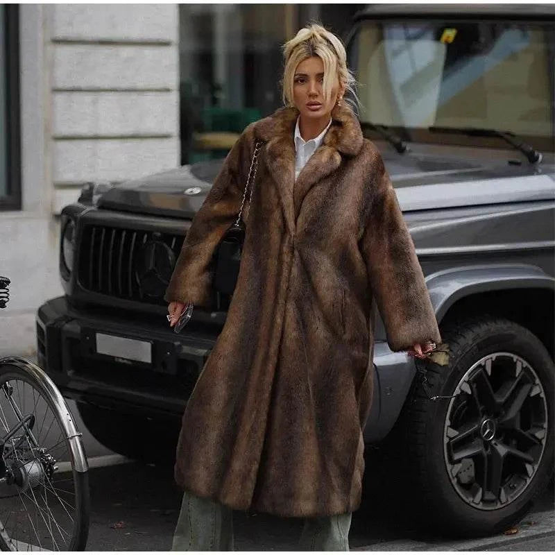 Women’s Dark Brown Faux Fur Overcoat: Plush & Warm Trench! ❄️🧥Stay cozy and stylish this winter with our women's dark brown faux fur long overcoat. This single-breasted fleece trench coat combines luxury and warmth, featuring aShop All I WantShop All I WantWomen’s Dark