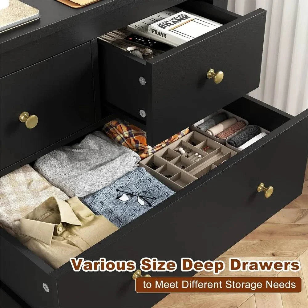 Modern white dresser Shop All I Want Bedroom Dresser with 10 Drawers, Wood with Smooth Metal Rails, White, This sleek, modern bedroom dresser offers both style and storage, with 10 spacious drawers designed for easy organization. Made from wood with smooth metal rails, itShop All I WantShop All I WantSmooth Metal Rails, White, 52