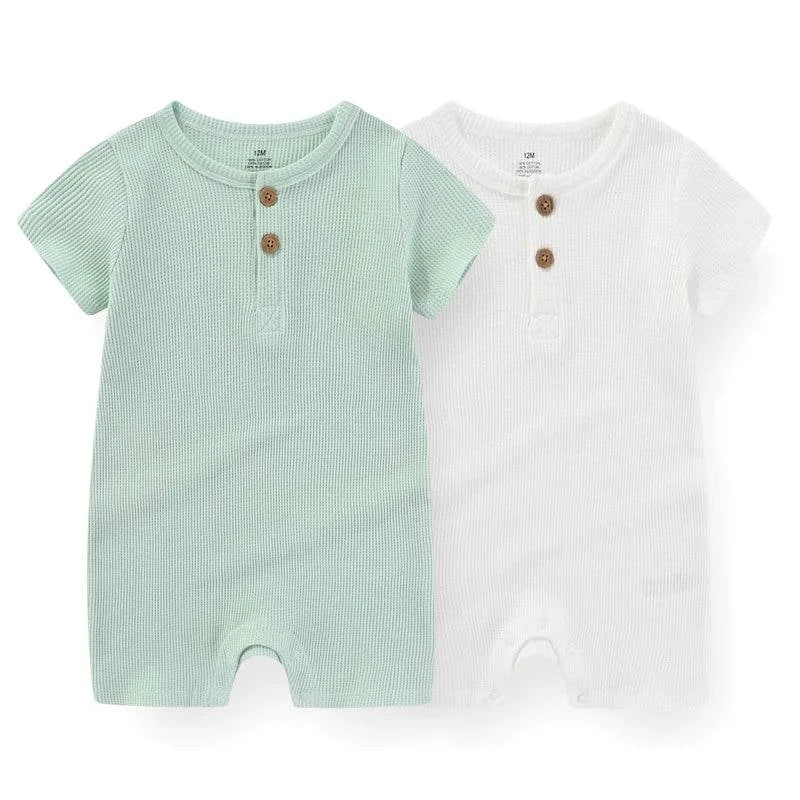 Newborn Baby Clothes – 2-Piece Waffle Print Rompers, Short Sleeves forDress your little one in style and comfort with these adorable 2-Piece Waffle Print Rompers. Designed for both boys and girls, these short-sleeved rompers are perfecShop All I WantShop All I WantNewborn Baby Clothes