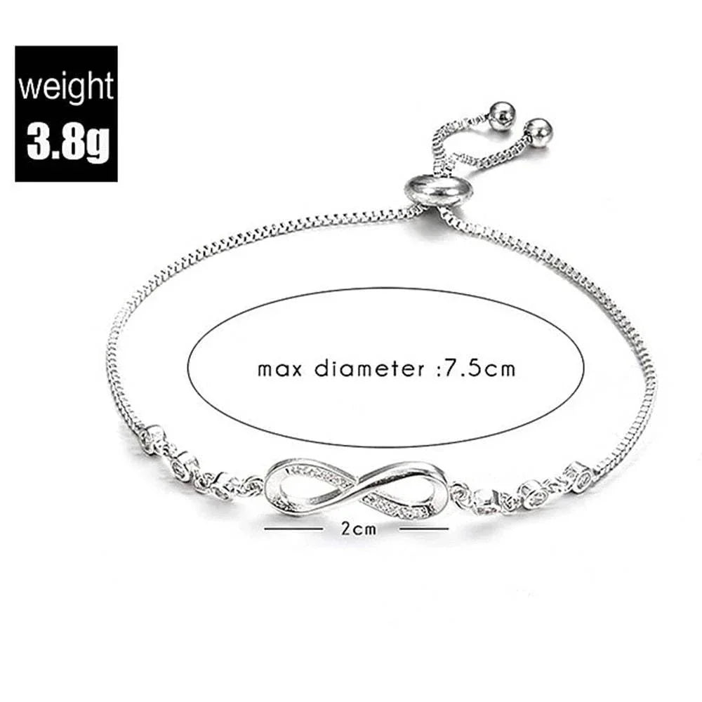 Shop All I Want Fashion Crystal Infinity Bracelet – Adjustable CZ Charm, Endless Love,Add a touch of elegance to any outfit with this Fashion Crystal Infinity Bracelet. Featuring a stunning CZ charm and an adjustable design, it's a perfect summer acceShop All I WantShop All I Wantfashion crystal infinity bracelet – elegant cz charm accessory