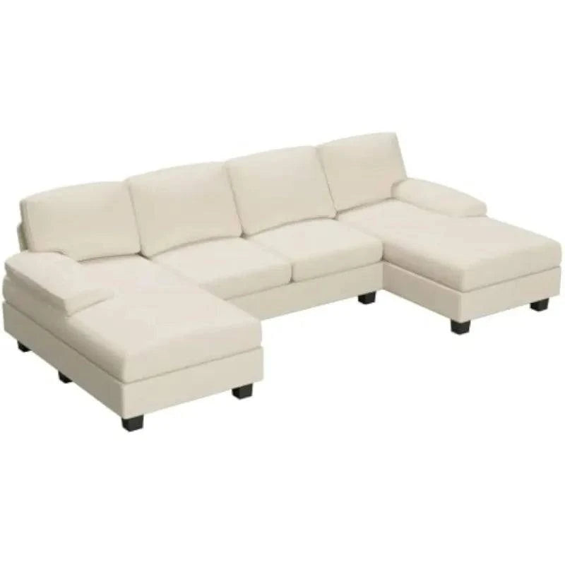 Convertible U-Shaped Sectional Sofa with Double Chaise & Memory Foam -Experience comfort and style with the Convertible U-Shaped Sectional Sofa, designed to elevate your living room. This spacious 4-seat sofa features a double chaise lShop All I WantShop All I Want-Shaped Sectional Sofa