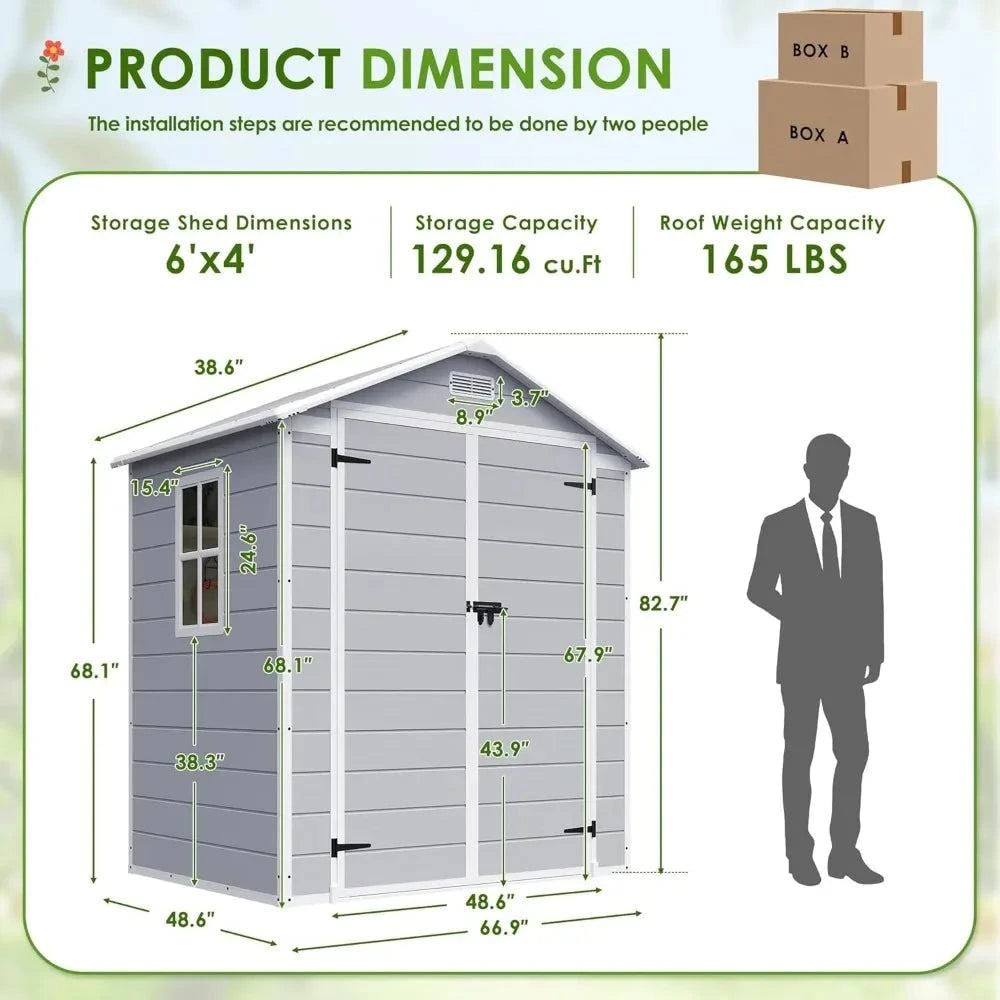 6x4 FT Outdoor Resin Storage Shed 🏡Maximize your outdoor space with this 6x4 FT Outdoor Resin Storage Shed 🏡, designed to keep your garden tools, outdoor furniture, or equipment organized and safe. TShop All I WantShop All I Want6x4 FT Outdoor Resin Storage Shed 🏡