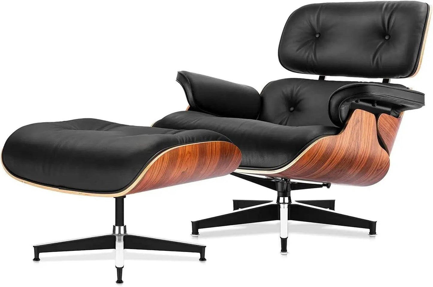 Black Leather Chaise Lounge Chair & Ottoman - Mid Century Modern DesigSPECIFICATIONSBrand Name: MKDKInstallation Method: self-containedOrigin: US(Origin)Hign-concerned Chemical: NoneType: Living Room FurnitureSpecific Use: Chaise LoungShop All I WantShop All I WantBlack Leather