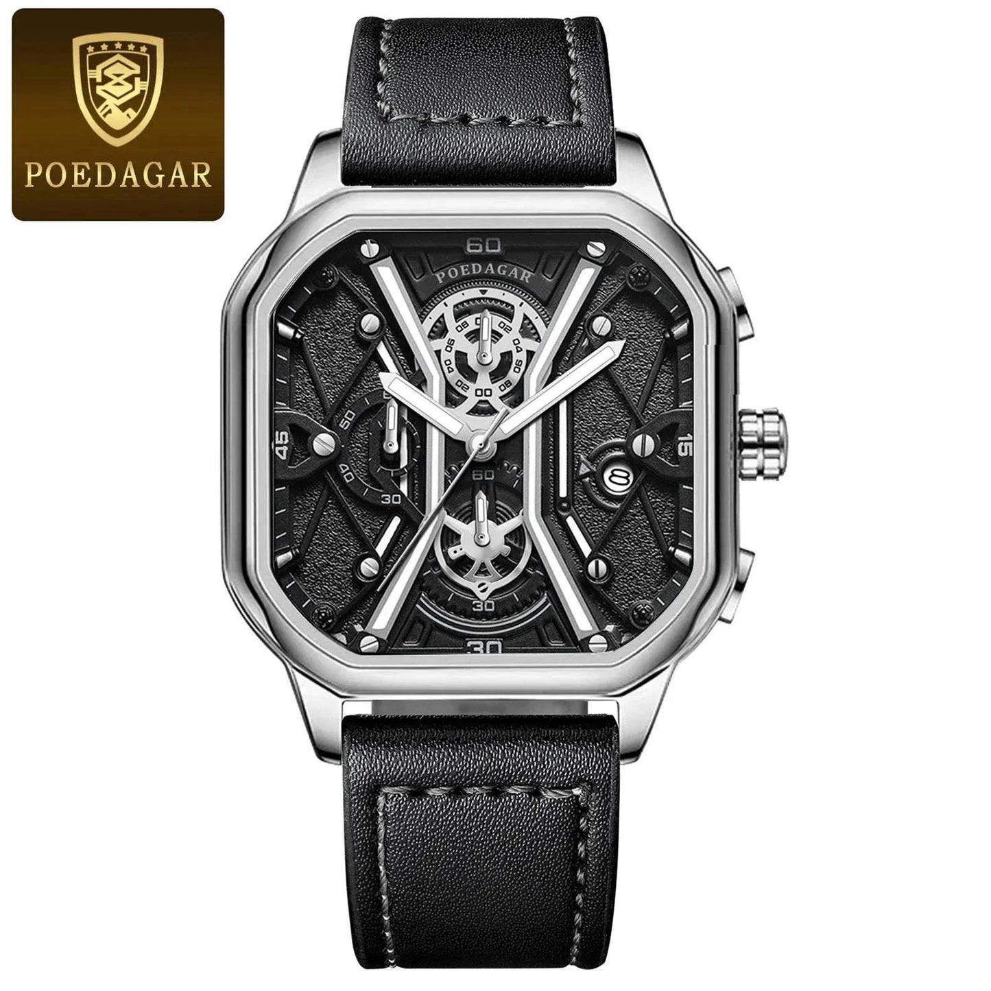 Shop All I Want Luxury Chronograph, Luminous Waterproof Square Dial, Leather Quartz WaMake a bold statement with the POEDAGAR Fashion Men’s Wristwatch, a luxury timepiece designed for the sophisticated man. This stylish chronograph features a strikingShop All I WantShop All I WantLuxury Chronograph, Luminous Waterproof Square Dial, Leather Quartz Watch ⌚💼
