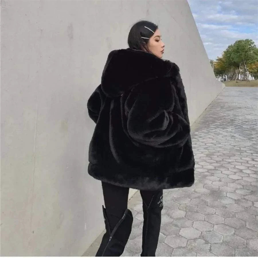 Hooded Faux Rabbit Fur Jacket – Loose Thicken Plush Coat for Women, LuStay cozy and stylish this winter with our Hooded Warm Loose Faux Rabbit Fur Jacket. Designed for ultimate comfort, this thicken plush coat features a luxurious fauxShop All I WantShop All I WantHooded Faux Rabbit Fur Jacket – Loose Thicken Plush Coat