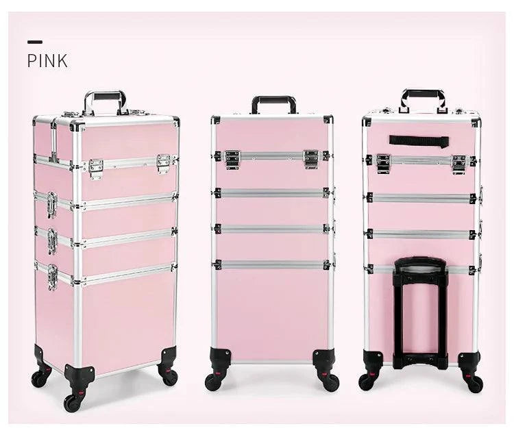 4-in-1 Cosmetic Rolling Trolley on Wheels - Pink Makeup Train Case 💄✨Organize your beauty essentials in style with the 4-in-1 Cosmetic Rolling Trolley on Wheels. Perfect for makeup artists or beauty enthusiasts, this pink makeup trainShop All I WantShop All I Want-1 Cosmetic Rolling Trolley