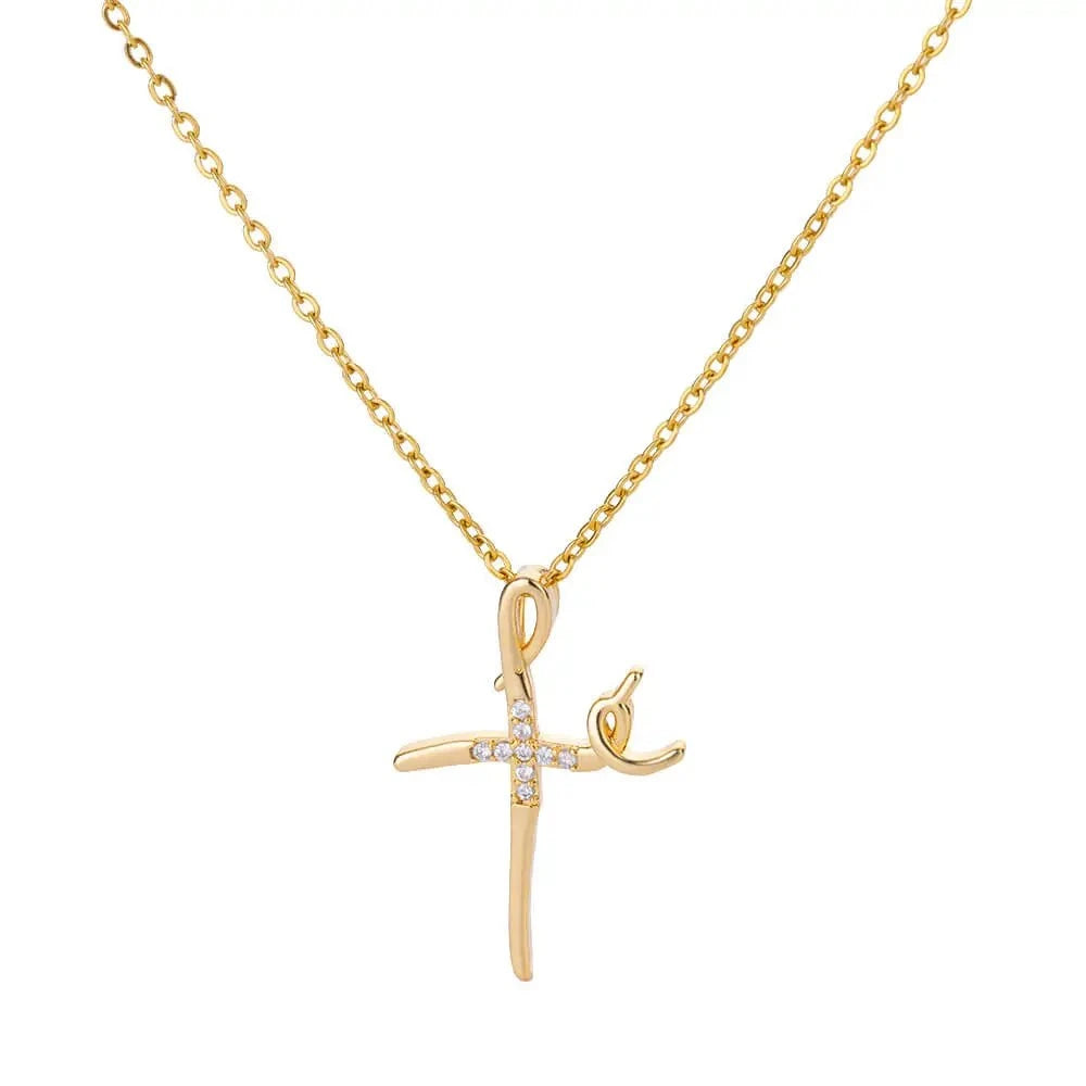 Gold-Plated Zircon Cross Necklace ๐โ๏ธSHOP ALL I WANTShop All I WantGold-Plated Zircon Cross Necklace