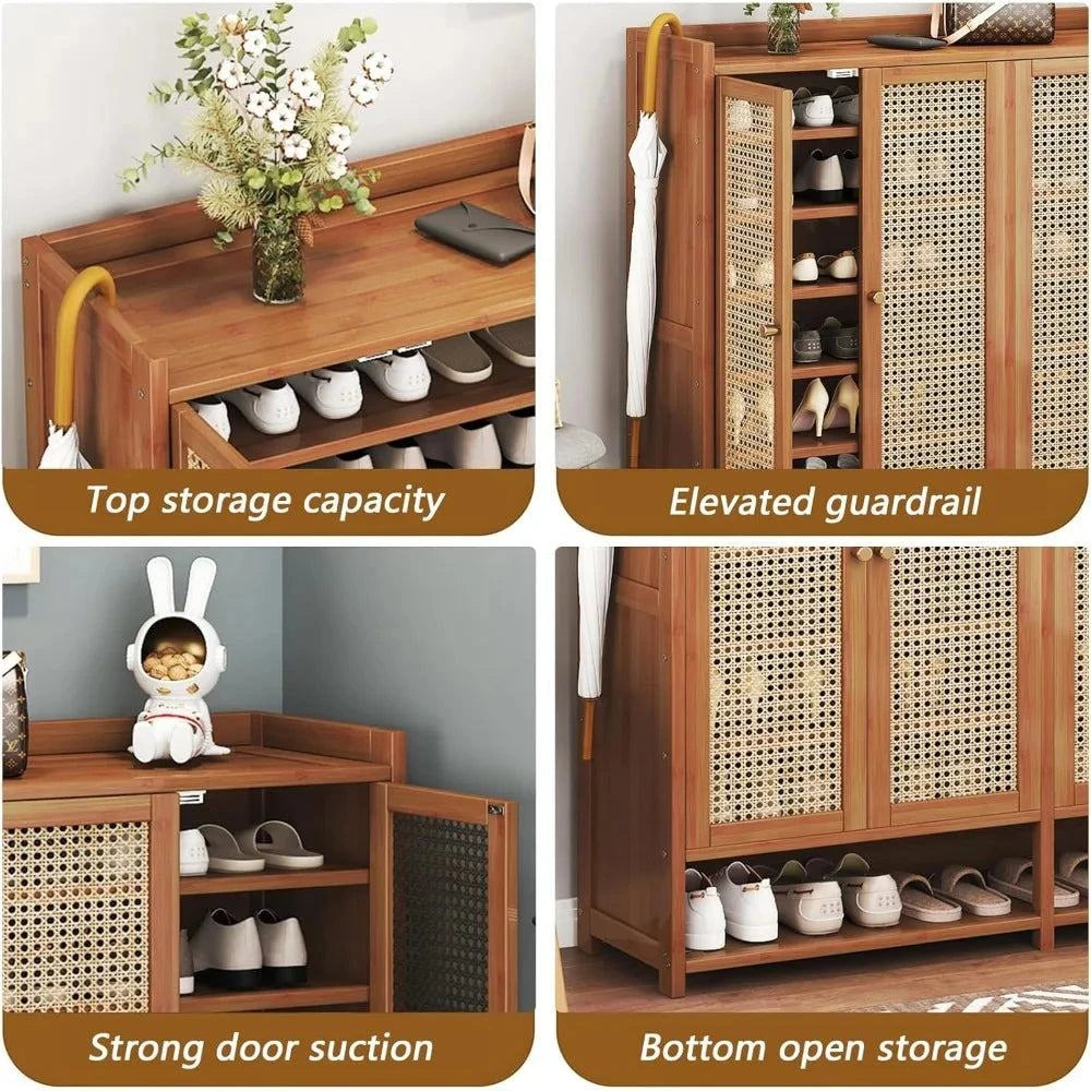 Bamboo Shoe Cabinet with Doors & 8 Tiers 🌿Add a touch of natural elegance to your living room with this bamboo sideboard. Perfect for use as a shoe rack or a stylish storage solution, its sleek, modern desigShop All I WantShop All I WantBamboo Shoe Cabinet