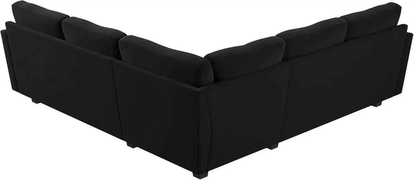 Convertible L-Shaped Velvet Black Sectional Sofa - Reversible Couch foElevate your living room with this versatile L-Shaped Sofa, designed to blend modern minimalism with traditional comfort. With its sponge filling and durable wooden Shop All I WantShop All I Want-Shaped Velvet Black Sectional Sofa - Reversible Couch