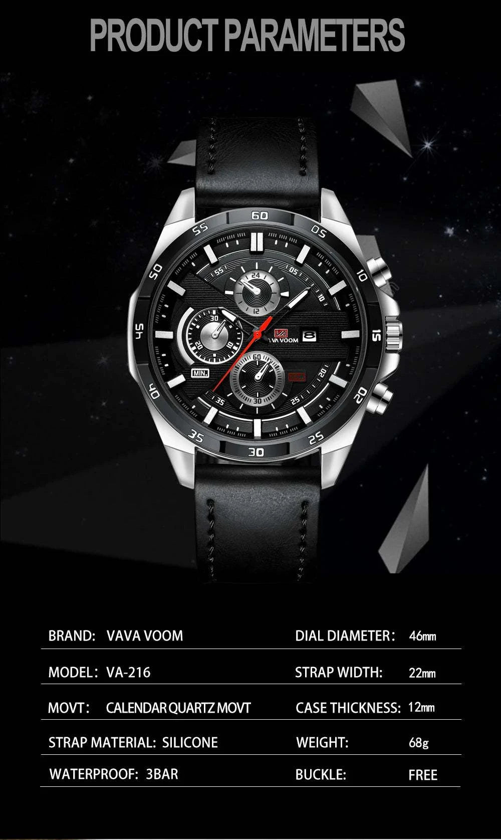 Men’s Sports Style Watch – 46mm Large Leather Racing Quartz Watch withThe Men’s Sports Style Watch is designed for the modern man who values both performance and style. This 46mm large watch features a striking black and rose gold coloShop All I WantShop All I WantSports Style Watch – 46mm Large Leather Racing Quartz Watch