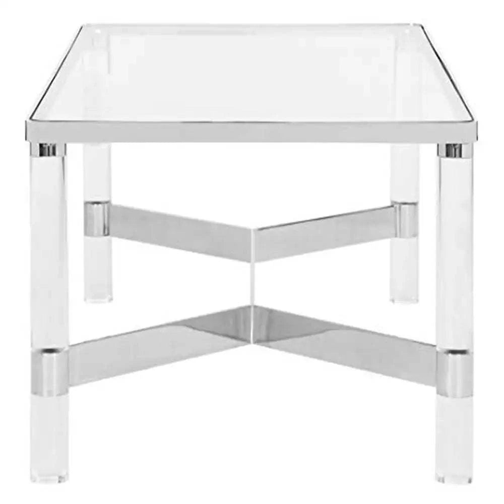 Acrylic Silver Coffee Table Rectangular Glass Top 23.6"D x 47.3"W x 16Bring sophistication and style to your living room with this sleek acrylic silver coffee table. The modern rectangular design features a glass top that adds an elegaShop All I WantShop All I WantAcrylic Silver Coffee Table Rectangular Glass Top 23