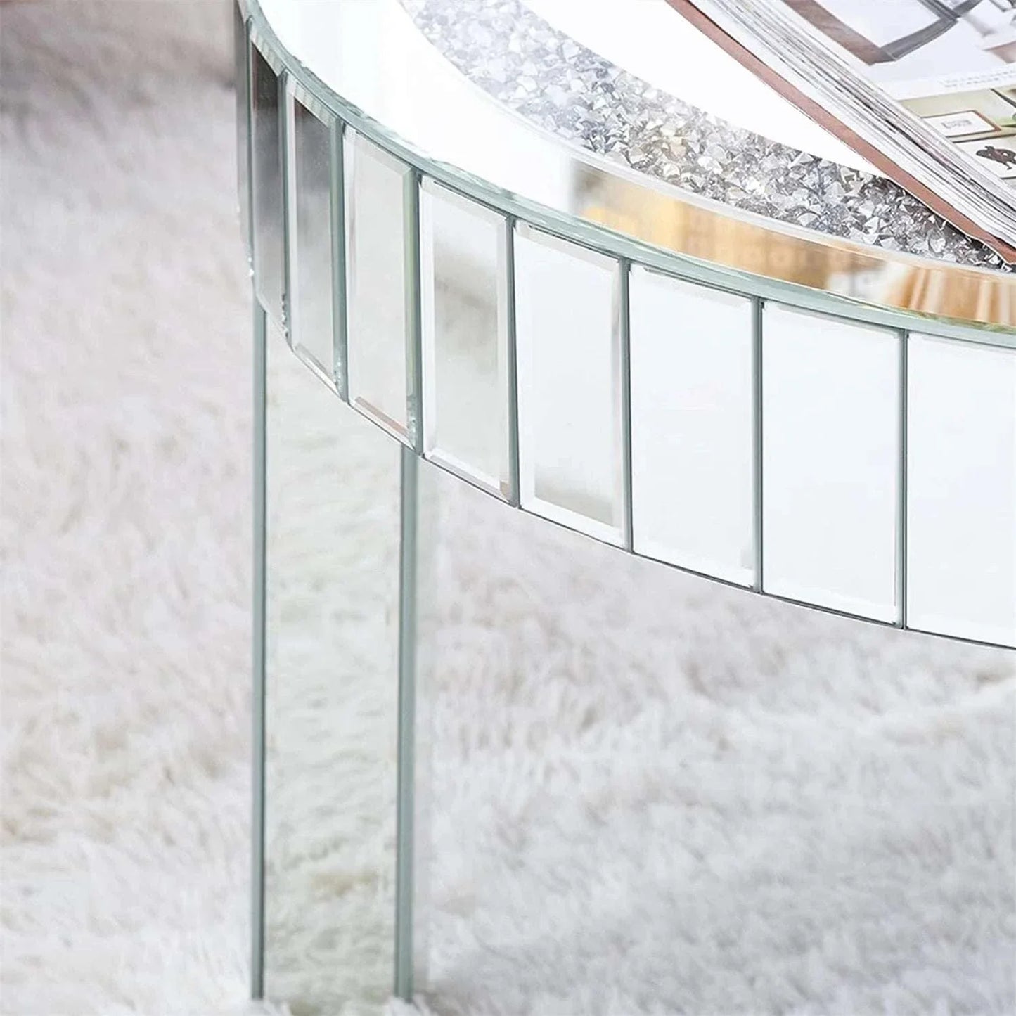 Modern Coffee Table for Living Room - Glitz Diamond Accent Buy Shop All I Want Crushed Crystal Round Coffee Table - Glitz Sparkle Diamond Accent & BeElevate your space with the luxurious Crushed Crystal Round Coffee Table, designed to bring a touch of glitz and sparkle to your living room or bedroom. This modern,Shop All I WantShop All I WantCrushed Crystal Round Coffee Table - Glitz Sparkle Diamond Accent & Bedside Table ✨🛋️