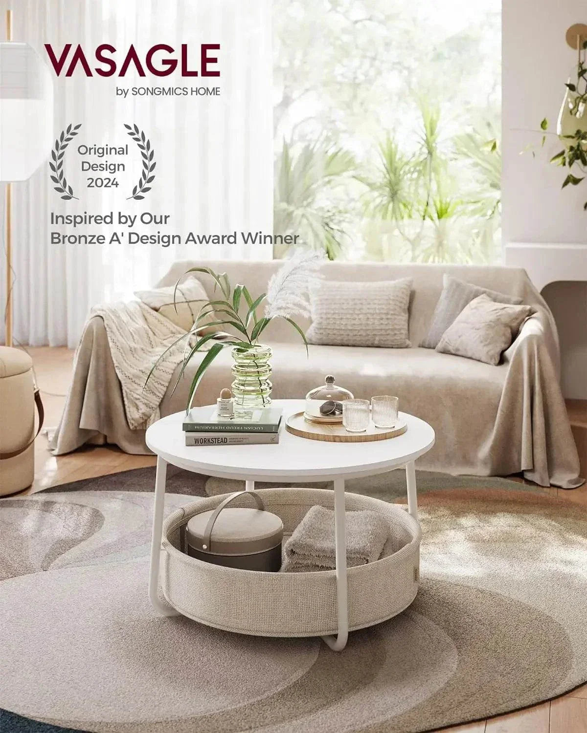 Shop All I Want Coffee Table with Storage 🛋️ | Round Center Table with Fabric Basket,Elevate your living space with this Coffee Table with Storage. Featuring a round design, it seamlessly blends with modern decor while offering practical storage. TheShop All I WantShop All I WantCoffee Table with Storage