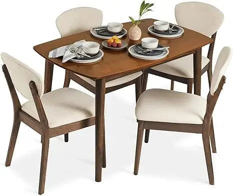 5-Piece Dining Set 🍽️ | Compact Mid-Century Table with 4 Chairs, LighTransform your dining area with the 5-Piece Dining Set 🍽️, featuring a compact Mid-Century table paired with 4 stylish chairs in light gray and walnut finishes. ThiShop All I WantShop All I Want5-Piece Dining Set 🍽️