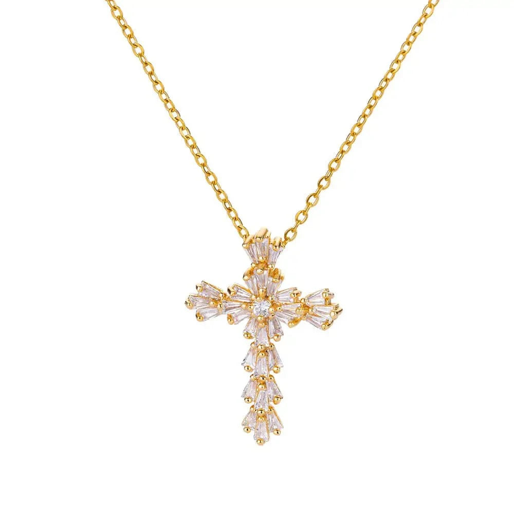 Gold-Plated Zircon Cross Necklace ๐โ๏ธSHOP ALL I WANTShop All I WantGold-Plated Zircon Cross Necklace