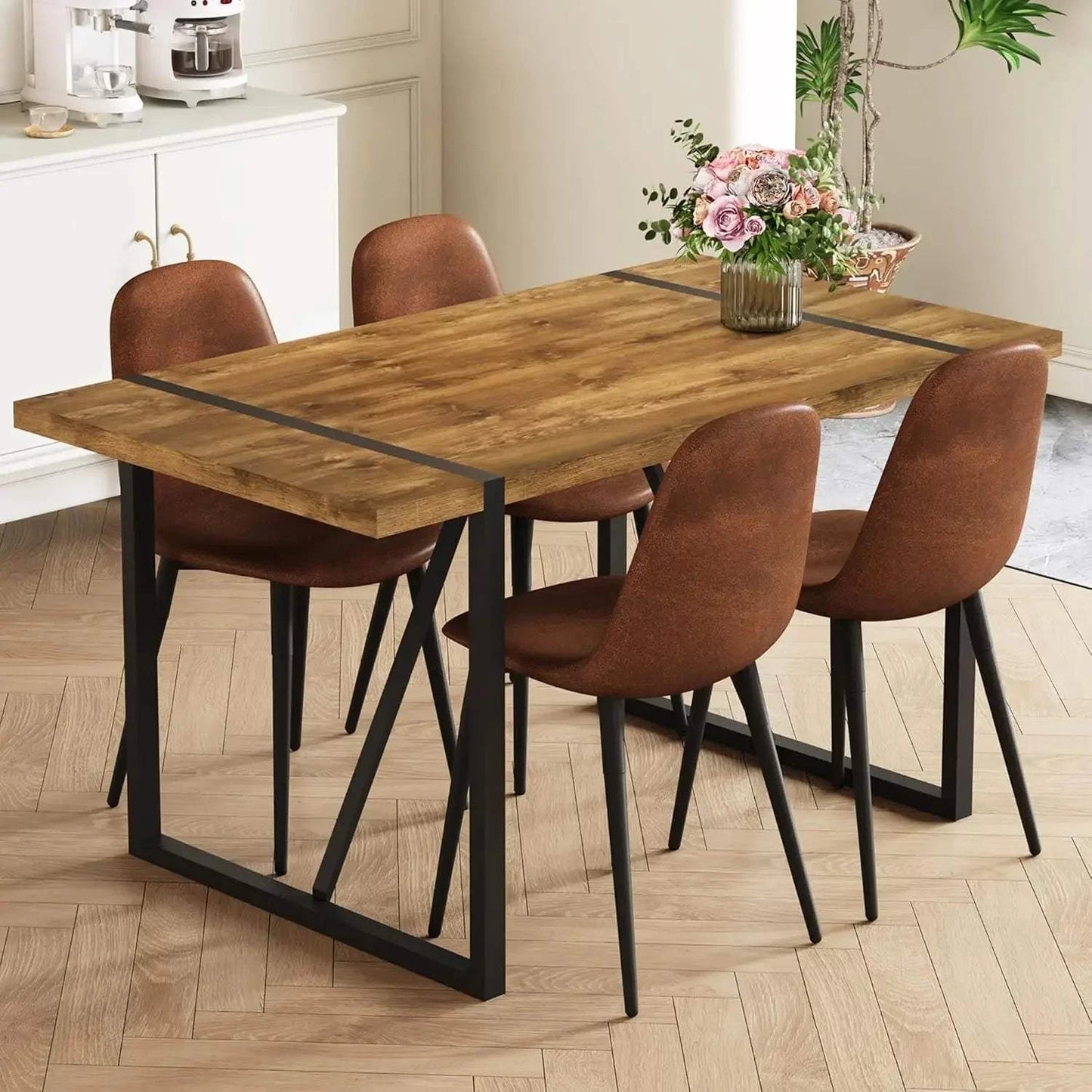5-Piece Dining Set for 4 π½οΈ | 55β Mid-Century Modern Wooden Table witElevate your dining space with the 5-Piece Dining Set for 4, featuring a 55β Mid-Century Modern Wooden Table paired with fabric chairs. Designed with modern home desShop All I WantShop All I Want5-Piece Dining Set
