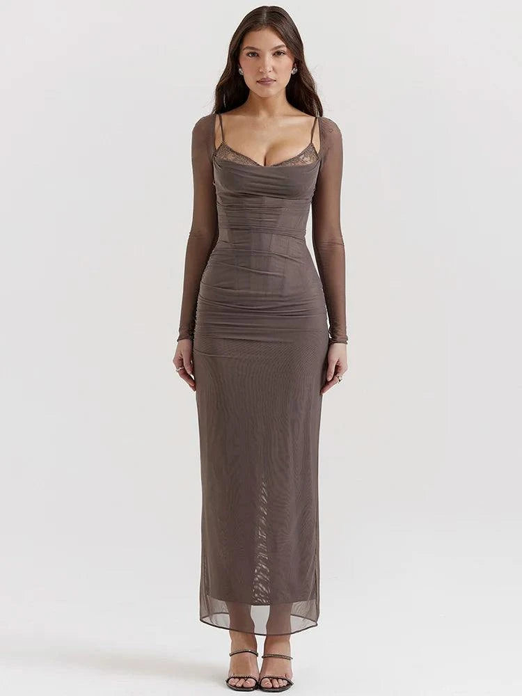 Sheer Long Sleeve Maxi Dress -NYC: Club-ready fashion 🗽Turn heads in the Strapless Backless Organza Maxi Dress, designed for those who love to make a statement. This exquisite dress features a strapless neckline and a baSHOP ALL I WANTShop All I WantSheer Long Sleeve Maxi Dress