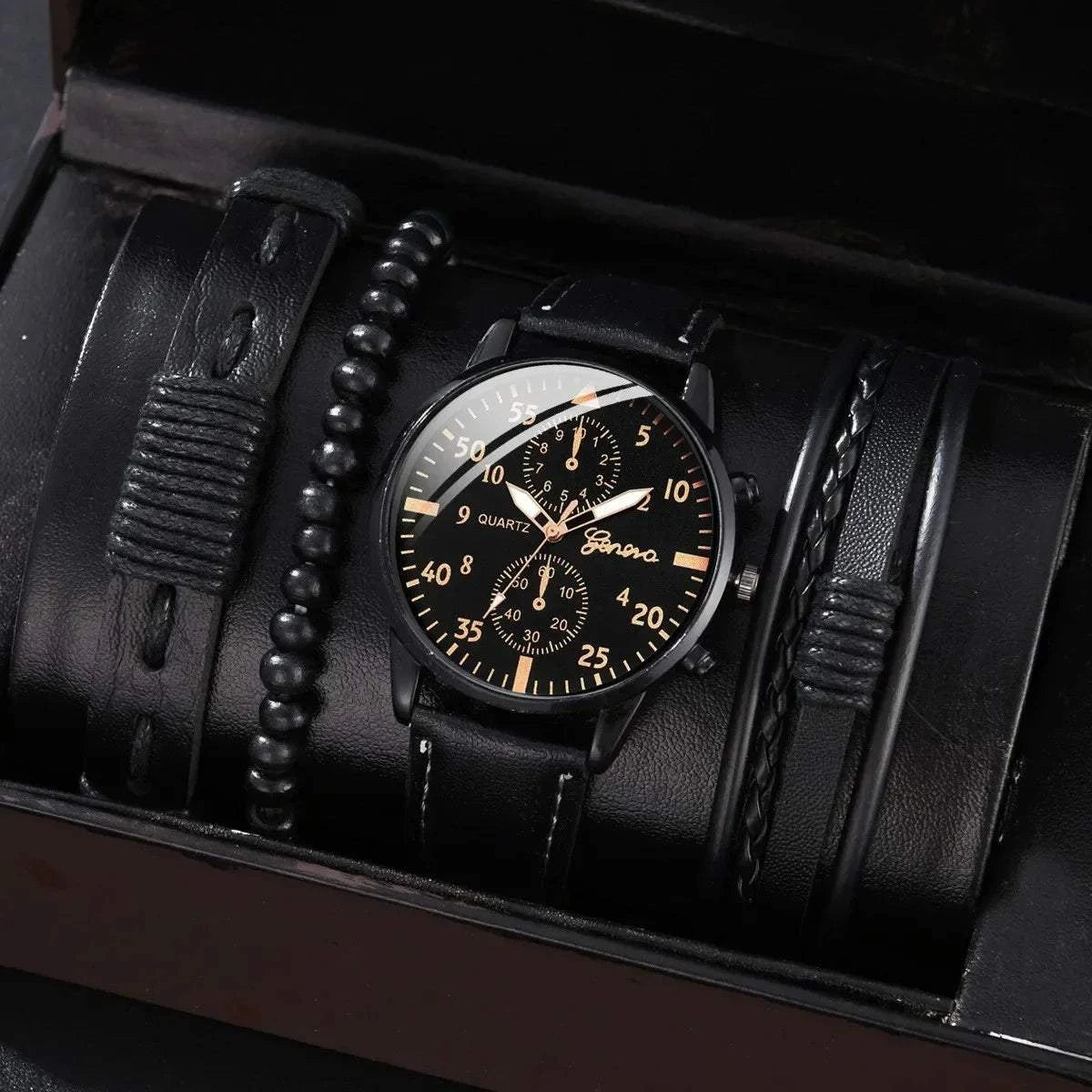 Men's Sports Watches Set | Luxury Quartz Wristwatch with Leather BraceElevate your style with this men's sports watches set, featuring a luxurious quartz wristwatch and a brown leather bracelet. This casual clock watch is perfect for bShop All I WantShop All I WantSports Watches Set