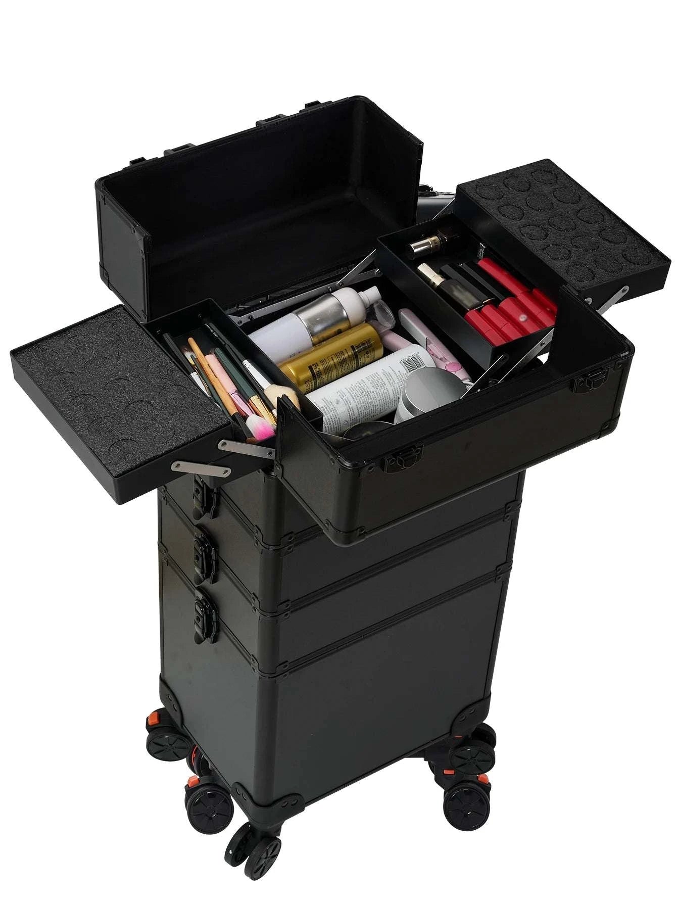 4-in-1 Cosmetic Rolling Trolley on Wheels - Pink Makeup Train Case 💄✨Organize your beauty essentials in style with the 4-in-1 Cosmetic Rolling Trolley on Wheels. Perfect for makeup artists or beauty enthusiasts, this pink makeup trainShop All I WantShop All I Want-1 Cosmetic Rolling Trolley