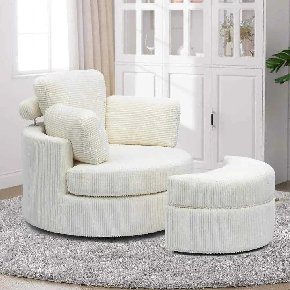 Cozy Round Reading Swivel Accent Chair โ With Ottoman & Pillow ๐๏ธElevate your living space with the Cozy Round Reading Swivel Accent Chair โ With Ottoman & Pillow ๐๏ธ Designed for both comfort and style, this chair features a Shop All I WantShop All I WantCorduroy Swivel Accent Chair โ