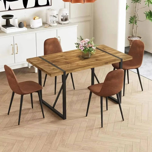 5-Piece Dining Set for 4 đ˝ď¸ | 55â Mid-Century Modern Wooden Table witElevate your dining space with the 5-Piece Dining Set for 4, featuring a 55â Mid-Century Modern Wooden Table paired with fabric chairs. Designed with modern home desShop All I WantShop All I Want5-Piece Dining Set