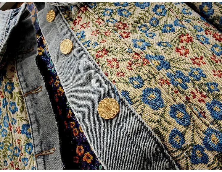 Denim Jacket for Women – Loose Short Cowboy Outerwear for Effortless CThe Jacquard Embroidery Peter Pan Collar Denim Jacket is a stylish and versatile addition to any woman's wardrobe. This loose-fitting, short cowboy outerwear featureShop All I WantShop All I WantWomen – Loose Short Cowboy Outerwear