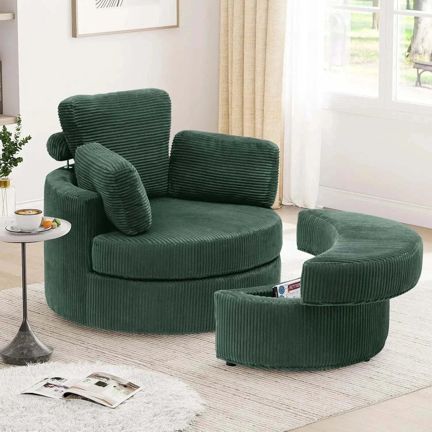 Cozy Round Reading Swivel Accent Chair โ With Ottoman & Pillow ๐๏ธElevate your living space with the Cozy Round Reading Swivel Accent Chair โ With Ottoman & Pillow ๐๏ธ Designed for both comfort and style, this chair features a Shop All I WantShop All I WantCorduroy Swivel Accent Chair โ