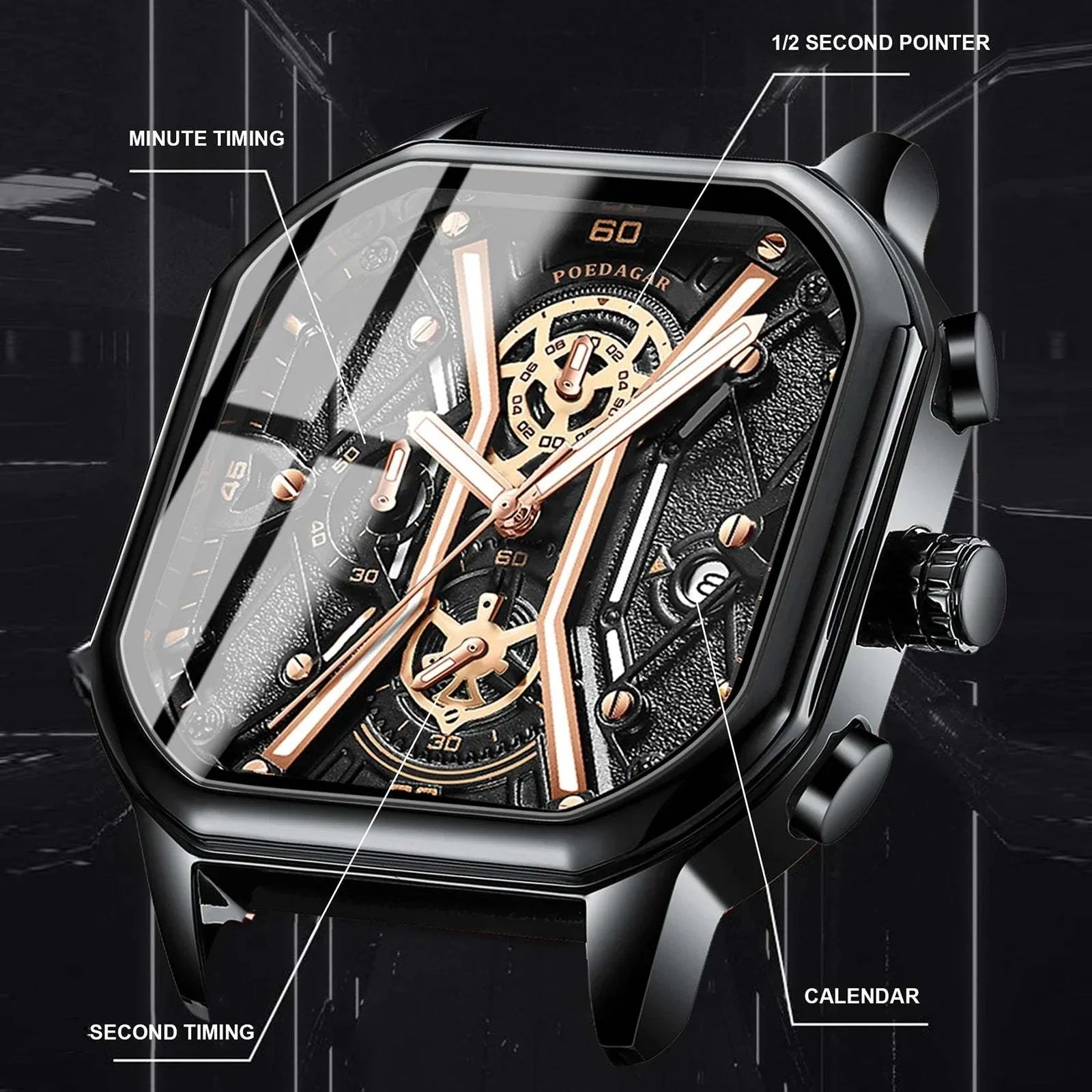 Luxury Watch Shop All I Want Luxury Chronograph, Luminous Waterproof Square Dial, Leather Quartz WaMake a bold statement with the POEDAGAR Fashion Men’s Wristwatch, a luxury timepiece designed for the sophisticated man. This stylish chronograph features a strikingShop All I WantShop All I WantLuxury Chronograph, Luminous Waterproof Square Dial, Leather Quartz Watch ⌚💼