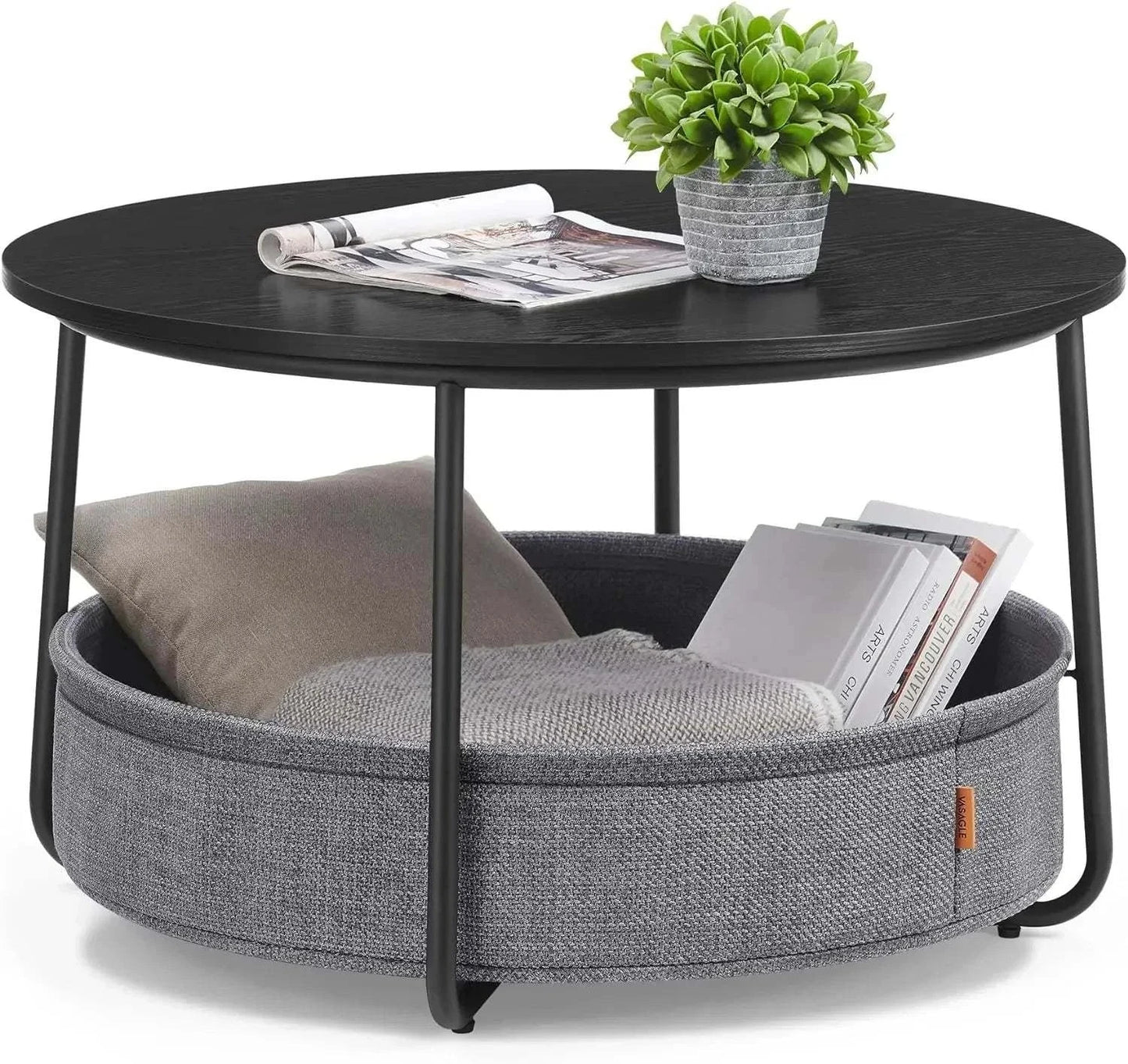 Shop All I Want Coffee Table with Storage 🛋️ | Round Center Table with Fabric Basket,Elevate your living space with this Coffee Table with Storage. Featuring a round design, it seamlessly blends with modern decor while offering practical storage. TheShop All I WantShop All I WantCoffee Table with Storage