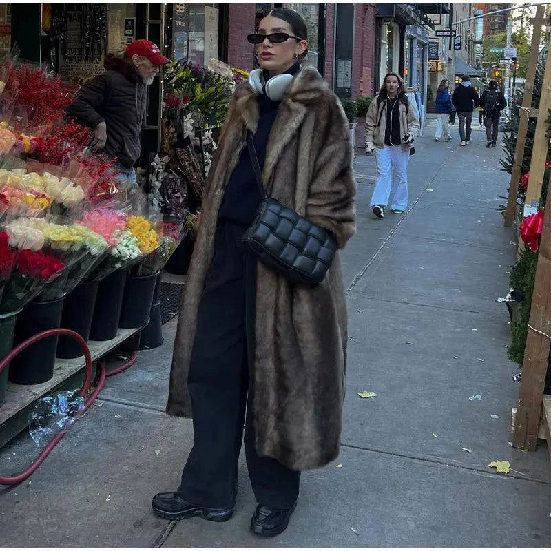 Women’s Dark Brown Faux Fur Overcoat: Plush & Warm Trench! ❄️🧥Stay cozy and stylish this winter with our women's dark brown faux fur long overcoat. This single-breasted fleece trench coat combines luxury and warmth, featuring aShop All I WantShop All I WantWomen’s Dark