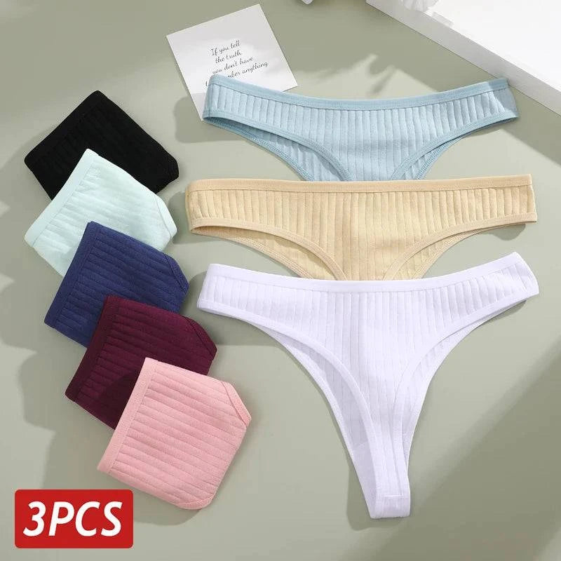 3PCS Cotton Thongs Set | Sexy G-String Panties for Women 🌺Indulge in comfort and style with this 3PCS women's cotton thongs set. These sexy G-string panties feature a low rise design, ensuring a flattering fit. Made from brShop All I WantShop All I Want3PCS Cotton Thongs Set