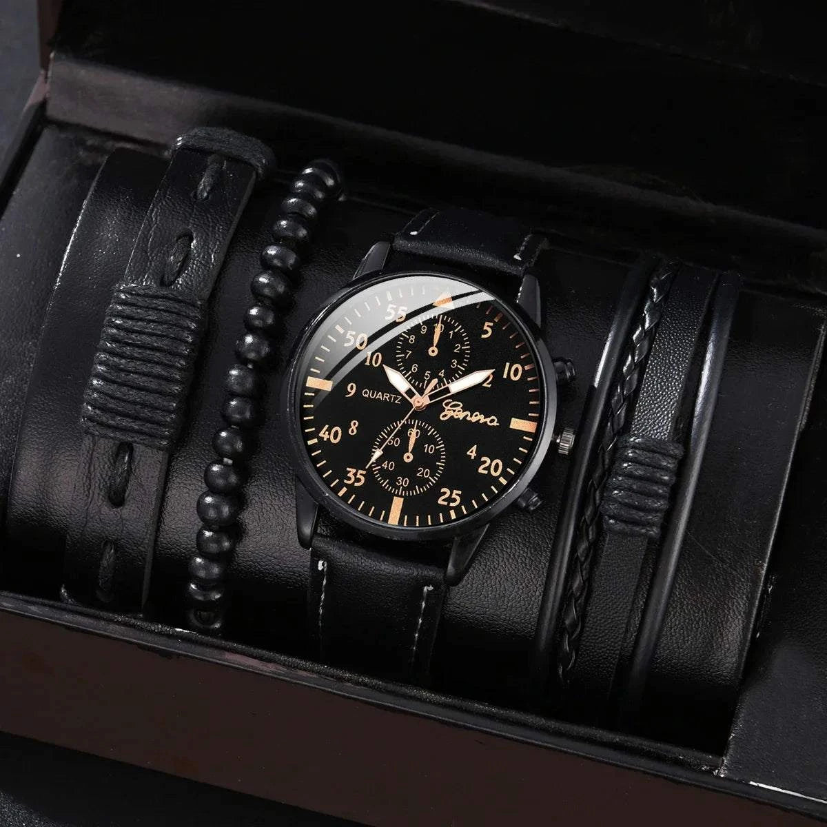 Men's Sports Watches Set | Luxury Quartz Wristwatch with Leather BraceElevate your style with this men's sports watches set, featuring a luxurious quartz wristwatch and a brown leather bracelet. This casual clock watch is perfect for bShop All I WantShop All I WantSports Watches Set