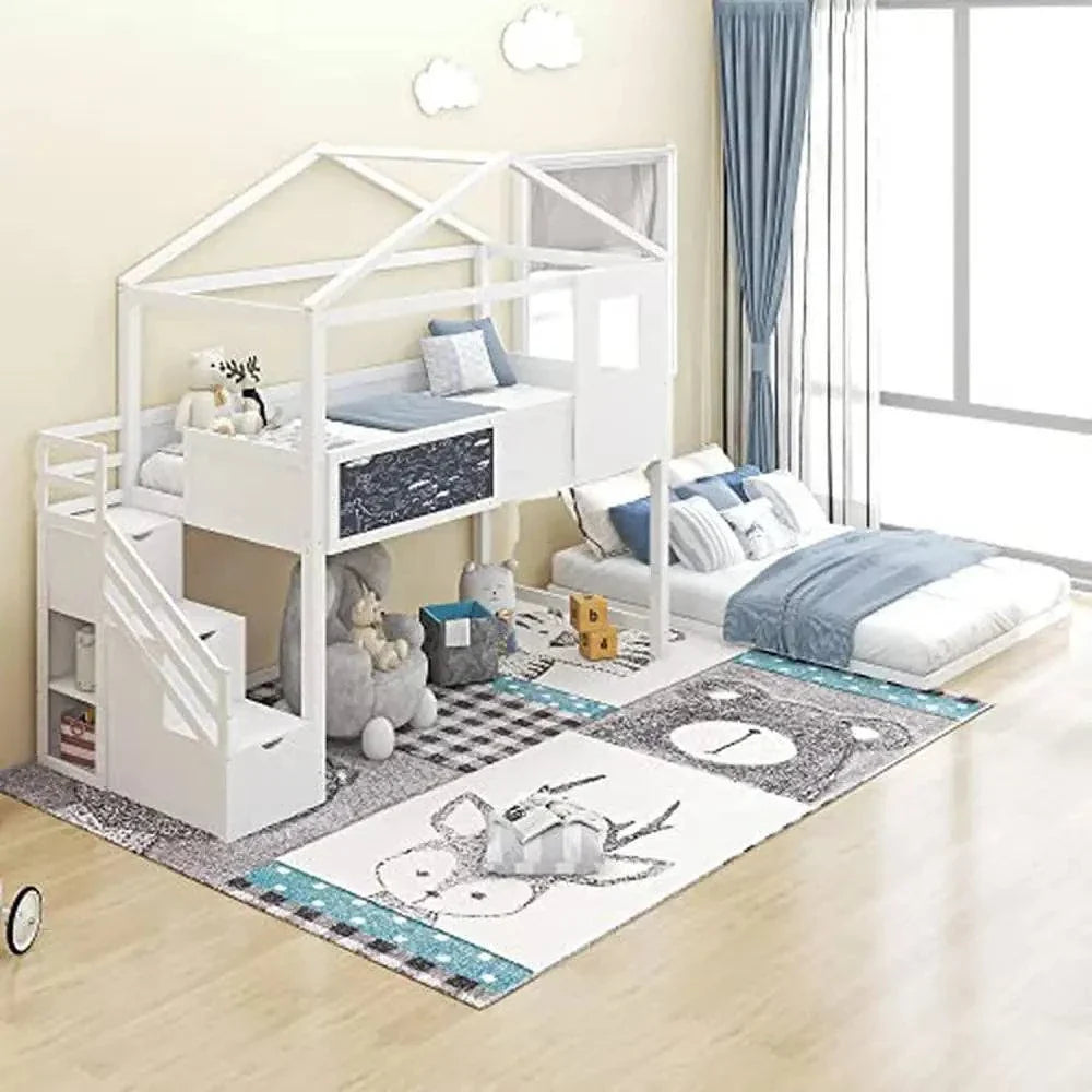 Shop All I WantCreative Kids Mini Loft Bed with Storage Stairs & Play Area - House BuLet your child’s imagination run wild with this Creative Kids Mini Loft Bed! Featuring a playful house design, this loft bed is perfect for kids who love to dream biShop All I WantShop All I WantStorage Stairs & Play Area - House Bunk Bed 🏠✨