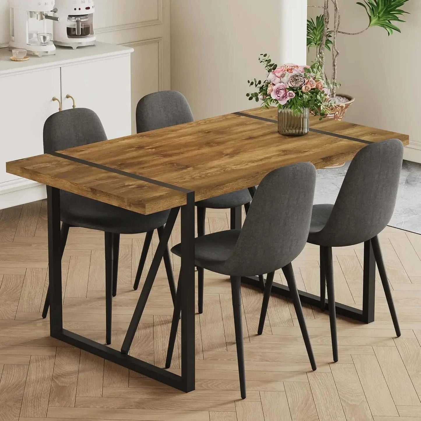 5-Piece Dining Set for 4 π½οΈ | 55β Mid-Century Modern Wooden Table witElevate your dining space with the 5-Piece Dining Set for 4, featuring a 55β Mid-Century Modern Wooden Table paired with fabric chairs. Designed with modern home desShop All I WantShop All I Want5-Piece Dining Set