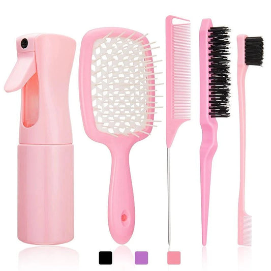 💇♀️ 5pcs Detangling Hair Brush Set – Curved Rat Tail Comb & Edge BruTame and style your curls with the 5pcs Detangling Hair Brush Set. This comprehensive set includes a curved rat tail comb and edge brush, designed to effortlessly deShop All I WantShop All I Want5pcs Detangling Hair Brush Set