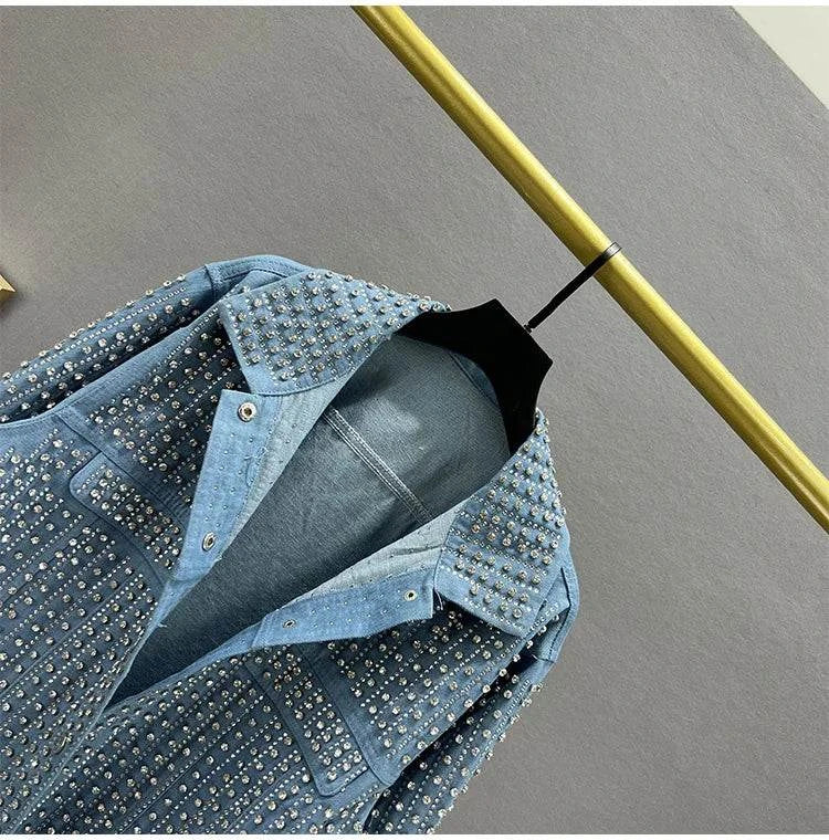 Patchwork Rivet Denim Jacket: Trendy Streetwear for Women! ✨This fashionable outerwear features a unique patchwork design adorned with stylish rivets, making it a standout piece for any casual outfit. With a classic lapel andShop All I WantShop All I WantPatchwork Rivet