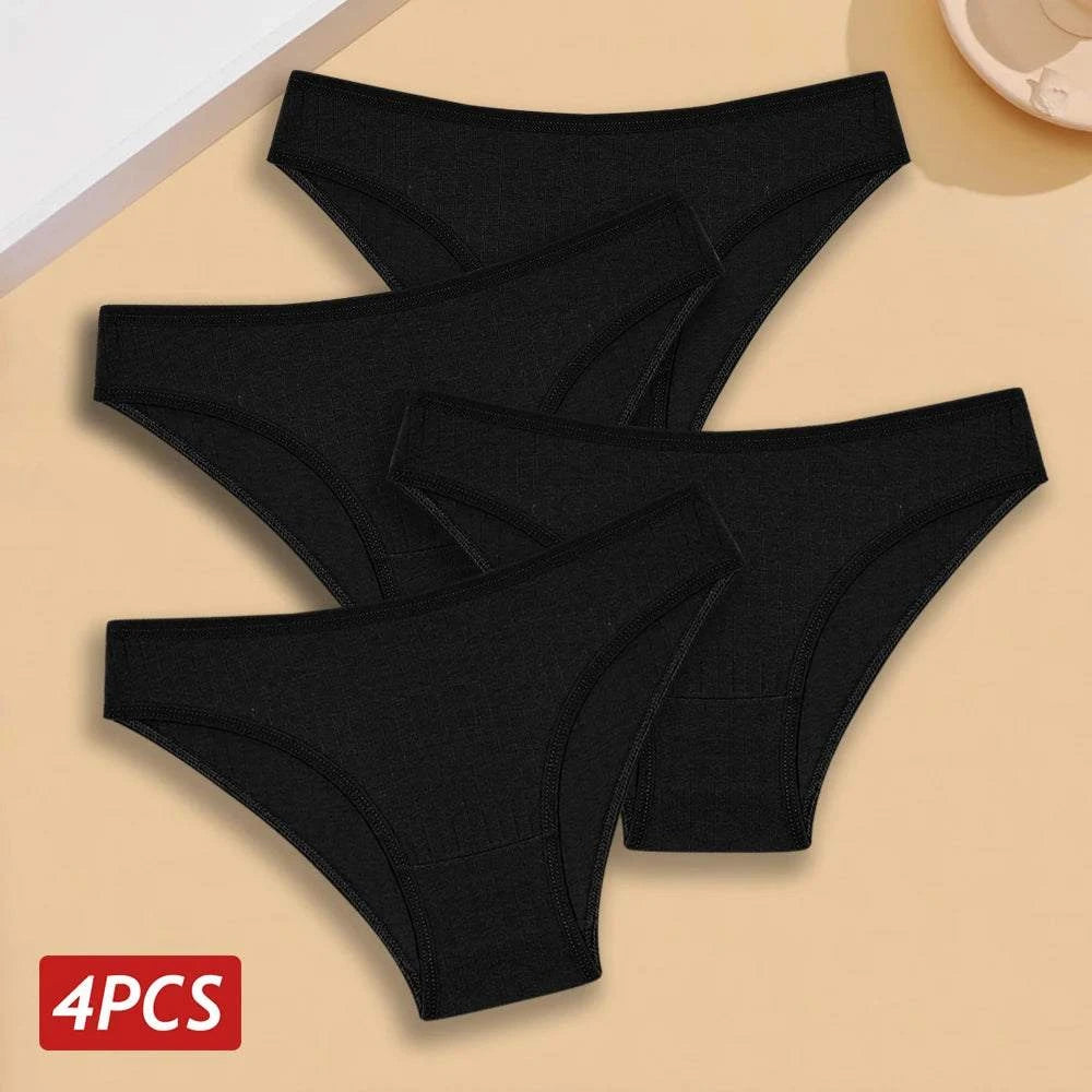 4PCS Cotton Panties Set | Sexy Low Rise Ribbed Underwear for Women 🌸Refresh your lingerie drawer with this 4PCS/set of cotton panties for women. These sexy low rise briefs feature a ribbed design, offering both style and comfort. MadShop All I WantShop All I WantSexy Low Rise Ribbed Underwear