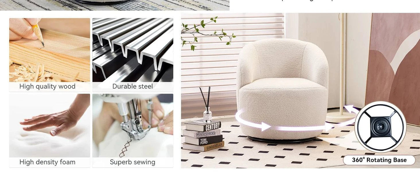 Bouclé Swivel Barrel Chairs – Comfy & Stylish Set of 2 🪑Enhance your sitting room designs with these Bouclé Swivel Barrel Chairs, a perfect duo for modern home design ideas. Featuring a minimalist modern aesthetic, these Shop All I WantShop All I WantBouclé Swivel Barrel Chairs – Comfy & Stylish Set