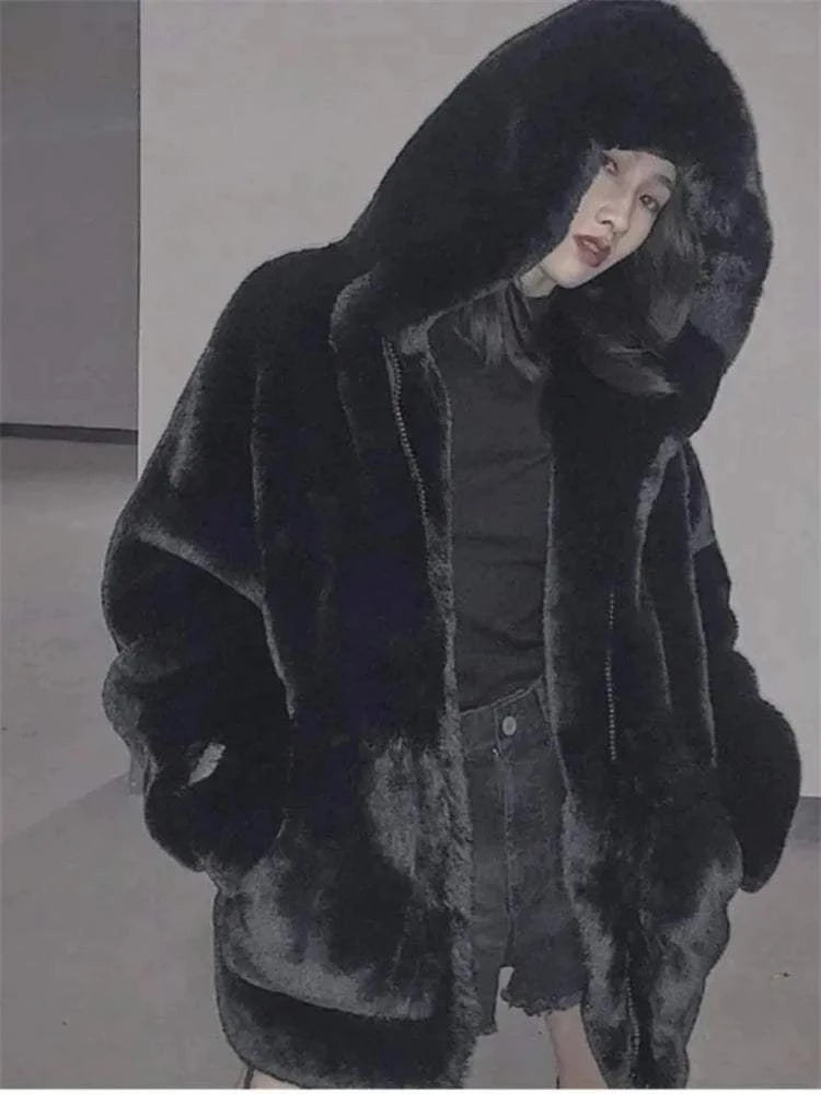Hooded Faux Rabbit Fur Jacket – Loose Thicken Plush Coat for Women, LuStay cozy and stylish this winter with our Hooded Warm Loose Faux Rabbit Fur Jacket. Designed for ultimate comfort, this thicken plush coat features a luxurious fauxShop All I WantShop All I WantHooded Faux Rabbit Fur Jacket – Loose Thicken Plush Coat