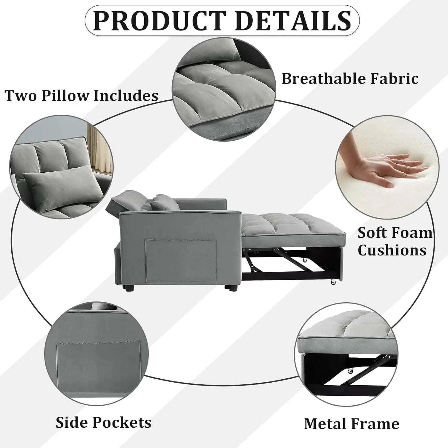 Shop All I Want Convertible Sofa Bed with USB Ports: Relax & Recharge 🛋️ | 55” ModernUpgrade your living space with the Convertible Sofa Bed that combines comfort, functionality, and modern style. This 55" velvet sofa bed features an adjustable backrShop All I WantShop All I Want55” Modern Velvet, Adjustable Backrest