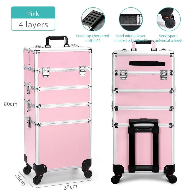 4-in-1 Cosmetic Rolling Trolley on Wheels - Pink Makeup Train Case 💄✨Organize your beauty essentials in style with the 4-in-1 Cosmetic Rolling Trolley on Wheels. Perfect for makeup artists or beauty enthusiasts, this pink makeup trainShop All I WantShop All I Want-1 Cosmetic Rolling Trolley