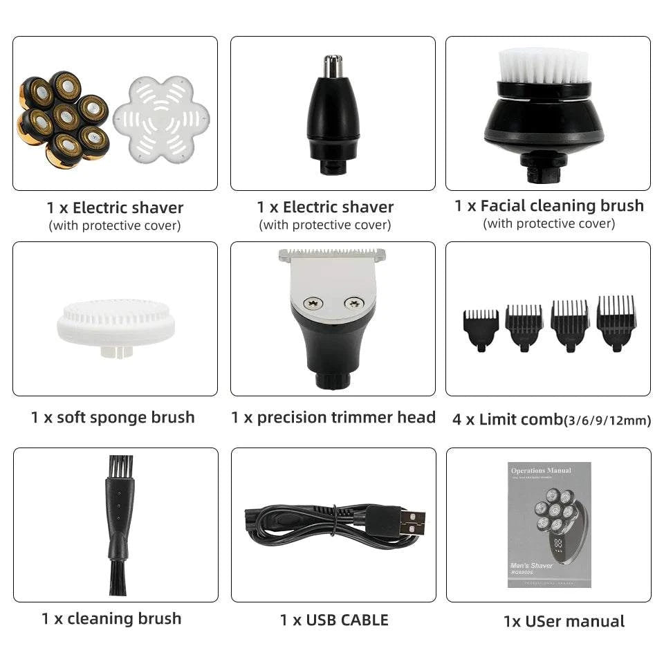 Men's 7D Floating Electric Shaver – Wet/Dry Rechargeable Razor with BaExperience the ultimate in shaving technology with the Men's 7D Floating Electric Shaver. Designed for a close and comfortable shave, this advanced electric razor feShop All I WantShop All I WantMen'