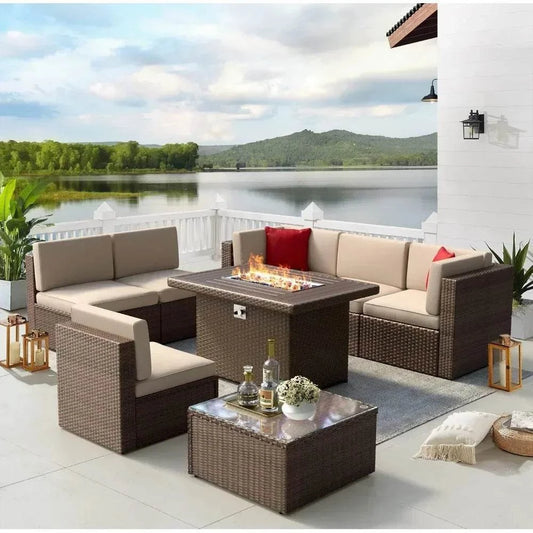 8-Piece Patio Set with Fire Pit & Sofa 🔥Transform your outdoor space with this stylish 8-Piece Patio Set. Featuring an L-shaped sofa and a built-in fire pit, this set is perfect for cozy gatherings, whetheShop All I WantShop All I Want8-Piece Patio Set