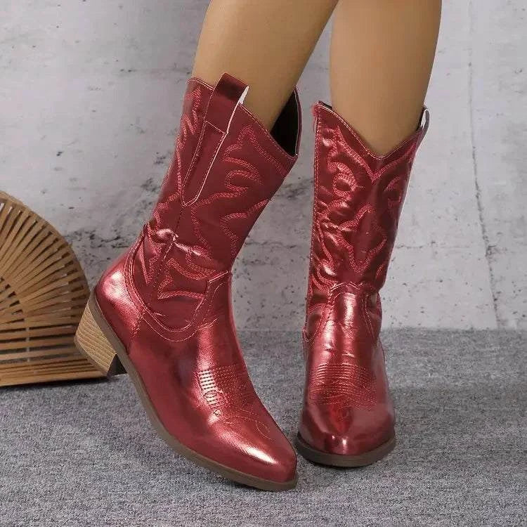 Gold Mid-Calf Cowboy BootsElevate your look with Gold Mid-Calf Cowboy Boots! ✨ Glamorous and stylish, ideal for Brooklyn nights or Miami days. 🤠SHOP ALL I WANTShop All I WantGold Mid-Calf Cowboy Boots