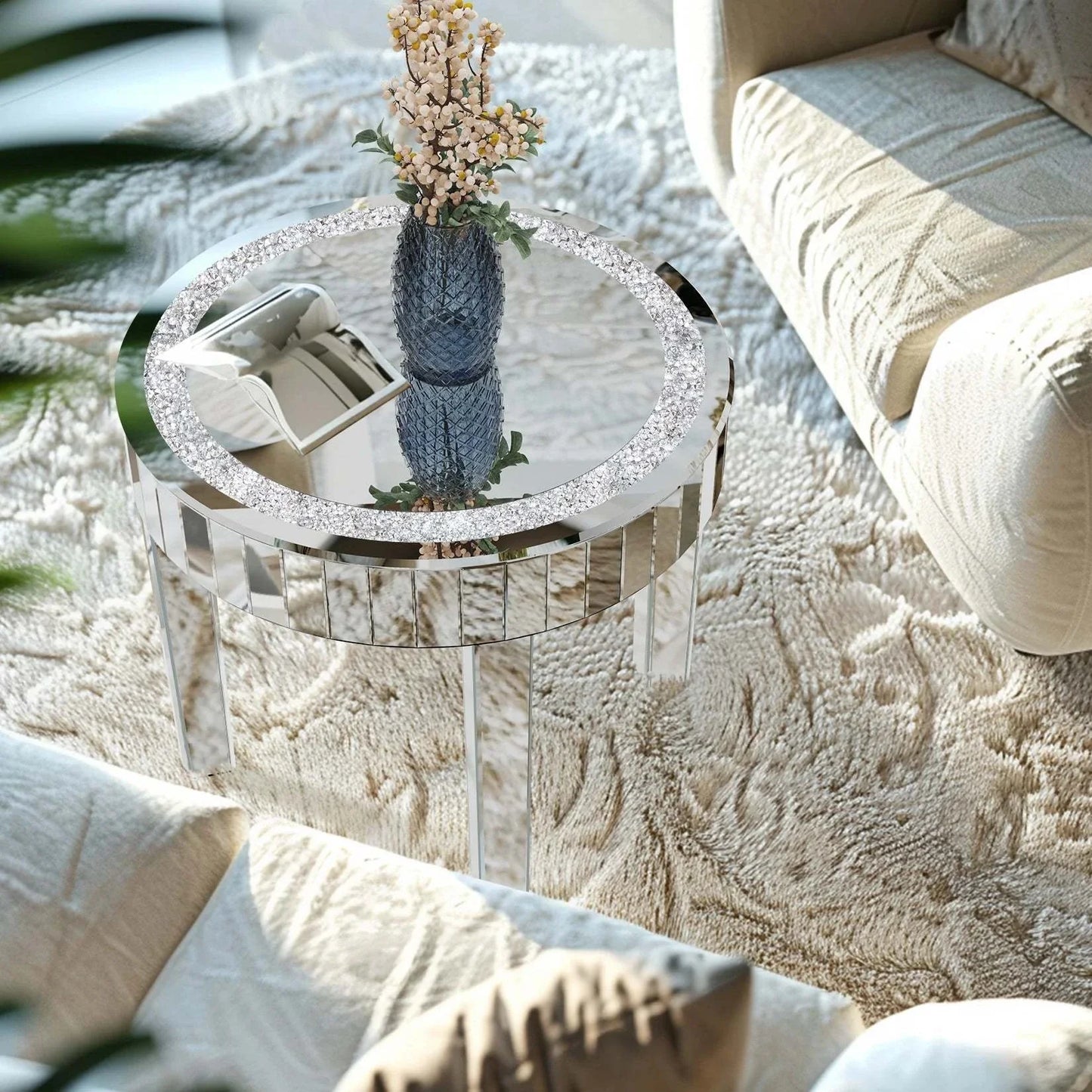 Modern Coffee Table for Living Room - Glitz Diamond Accent Buy Shop All I Want Crushed Crystal Round Coffee Table - Glitz Sparkle Diamond Accent & BeElevate your space with the luxurious Crushed Crystal Round Coffee Table, designed to bring a touch of glitz and sparkle to your living room or bedroom. This modern,Shop All I WantShop All I WantCrushed Crystal Round Coffee Table - Glitz Sparkle Diamond Accent & Bedside Table ✨🛋️