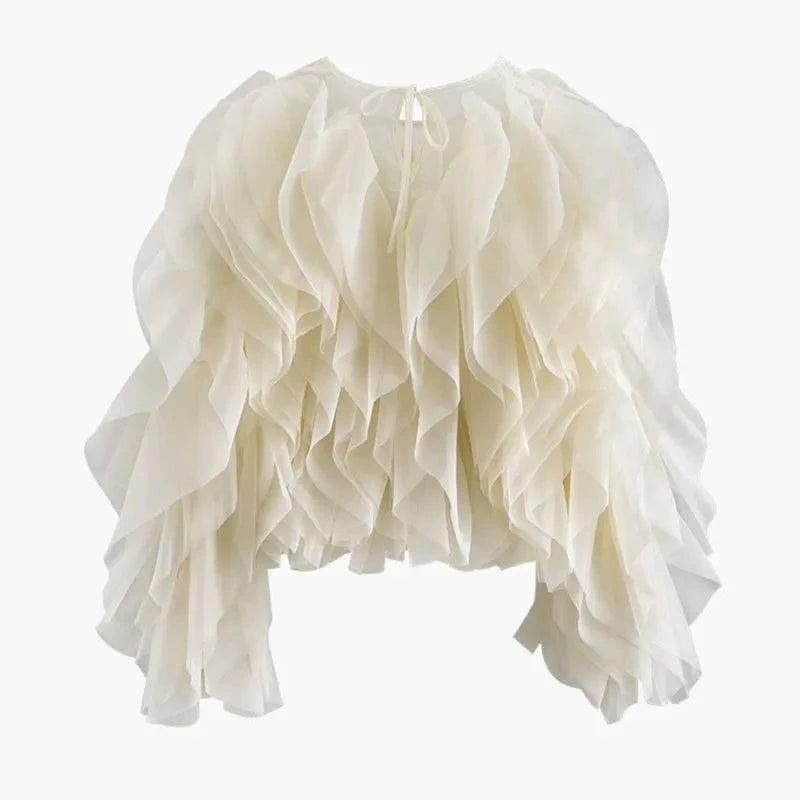 Ruffled Lantern Sleeve Blouse -Venice: Summer chic 🏖️Step into summer elegance with this Ruffled Lantern Sleeve Blouse. Perfect for a sunny Venice day, it features a lightweight chiffon fabric with a stylish patchwork SHOP ALL I WANTShop All I WantRuffled Lantern Sleeve Blouse