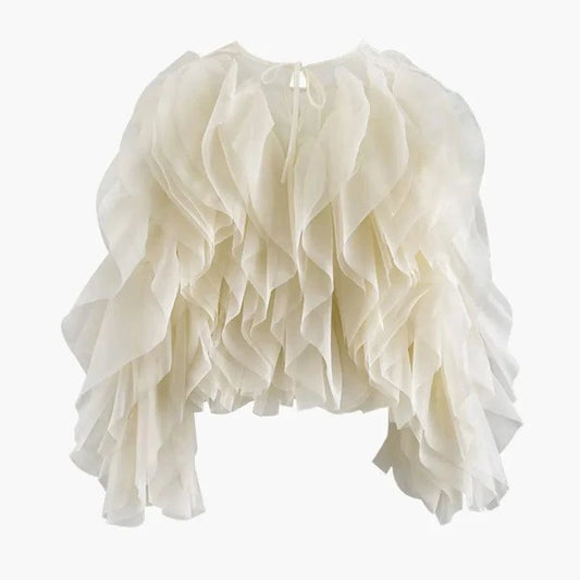 Ruffled Lantern Sleeve Blouse -Venice: Summer chic 🏖️Step into summer elegance with this Ruffled Lantern Sleeve Blouse. Perfect for a sunny Venice day, it features a lightweight chiffon fabric with a stylish patchwork SHOP ALL I WANTShop All I WantRuffled Lantern Sleeve Blouse