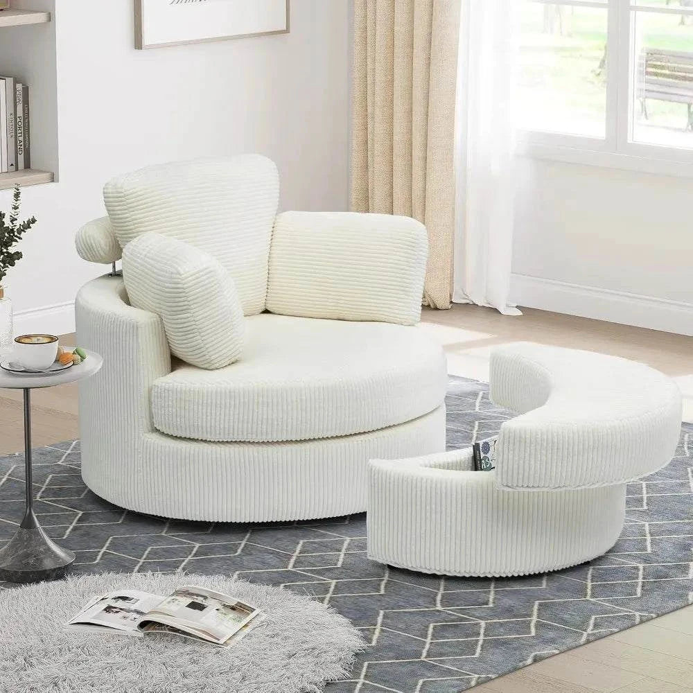 Cozy Round Reading Swivel Accent Chair โ With Ottoman & Pillow ๐๏ธElevate your living space with the Cozy Round Reading Swivel Accent Chair โ With Ottoman & Pillow ๐๏ธ Designed for both comfort and style, this chair features a Shop All I WantShop All I WantCorduroy Swivel Accent Chair โ