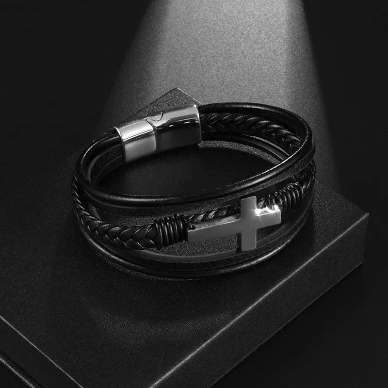 Classic Cross Leather Bracelet for MenIntroducing our Classic Cross Leather Bracelet for Men – where timeless design meets masculine elegance for a statement accessory.
🛡️ Symbolic Cross Design: The braSHOP ALL I WANTShop All I WantClassic Cross Leather Bracelet